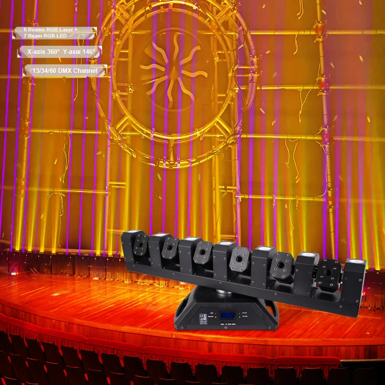 3w 6 Eyes Laser Moving Head with LED 7 Hole Disco Laser Stage Light-0
