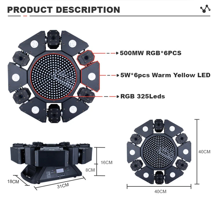 6 Eye Rgb 325 LED Beads Circle Controlled Strobe Moving Head Dj Light-1